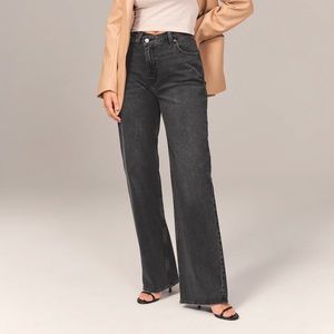 Abercrombie Curve Love Black 90s Relaxed Jeans with Cross Waistband
